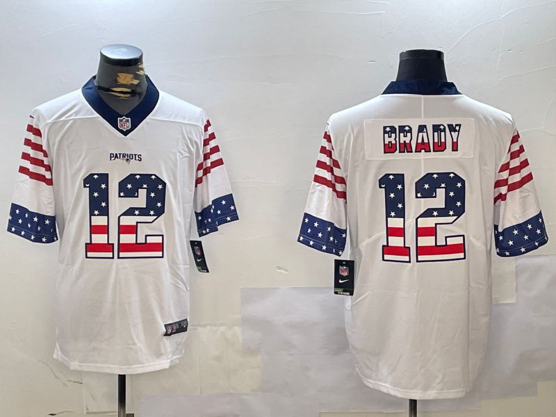 Men New England Patriots #12 Brady White National Flag 2024 Nike Limited NFL Jersey style 1->buffalo bills->NFL Jersey
